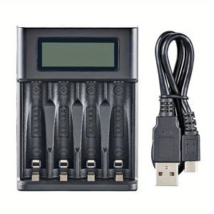 TEMU LCD 디스플레이가 있는 1개 4슬롯 USB 충전식 AA/AAA 배터리 충전기 - Ni-MH/Ni-CD 배터리용 컴팩트 휴대용 충전기, USB 전원 공급 (36V)