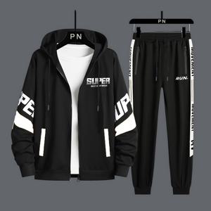 TEMU 클래식 남성용 운동복 2Pcs 트랙수트 세트 캐주얼 풀집업 스웨트슈츠 롱 슬리브 후디와 조깅 팬츠 세트 체육관 운동 러닝을 위한