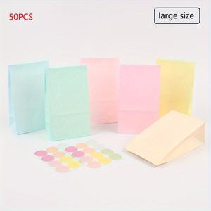 TEMU 30/50/60개 혼합 포장, 파티 선물용 봉투, 멀티컬러 크래프트 종이 선물백, 할로윈, 크리스마스, 생일, 결혼식 파티용 캔디 굿디 트리트백, 스티커 3/5/6장 포함, 소규모 비즈니스 용품