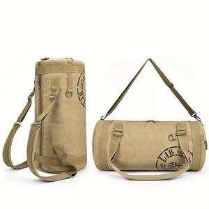 TEMU 대용량 헤비듀티 캔버스 더플백 - 멀티포켓 원통형 짐, 스포츠 & 여행 백팩, 조절 가능한 스트랩, 베이지/탄색, 손세탁 가능, 내구성 있는 캐리온 캐리어, 농구, 축구, 수영 훈련용 (없음)