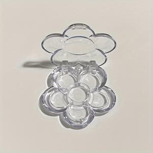 TEMU 1pc 6-Grid 플럼 블로섬 샘플 디스펜서 6가지 색상, 투명 플라스틱, 컴팩트 컨실러 팔레트, 메이크업 샘플용, 빈 립스틱 재질 상자, 여행용 디자인, 메이크업 팔레트 | 꽃무늬 디자인 | 휴대용 컨테이너|립스틱