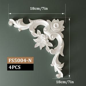 TEMU 4개 바로크 스타일 PU 코너 플라워 장식 스티커 | 유럽풍 레리프 벽 천장 코너 라인, 방수 모조 석고 예술 조각, 거실 TV 배경 벽, 침실, 사무실에 적합, 다양한 색상 옵션