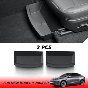 TEMU Tesla Model Y 2025 출시 Juniper 언더시트 수납함 2개 - 내구성 좋은 TPE 소재, 공간 절약형 디자인 (전면 좌석용), 간편한 설치, 도구 불필요, 차량 정리, 세련된 디자인, 견고한 구조