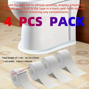 TEMU 4롤 자가 접착 방수 밀봉 테이프 - 장시간 지속, 도구 불필요, 간편 부착 (욕실, 주방, 바닥, 플라스틱, 욕조, 유리, 목재) - 즉각 누수 방지, 매끄러운 마감, 툴 프리 적용|욕조