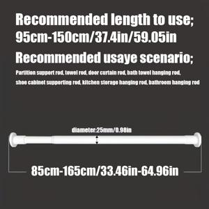 TEMU 1개 내장 스프링이 있는 드릴 없는 텔레스코픽 로드 - 샤워 커튼, 건조대, 창문 커튼, 로마 로드 및 옷장 지지대용 강력한 중력 지지