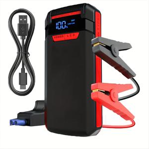 TEMU 6.0L 가스/3.0L 디젤, 12V 자동차 배터리 점퍼와 USB 포트, 3가지 모드 플래시라이트, 리튬 폴리머 충전식 배터리를 갖춘 휴대용 1000A 점프 스타터