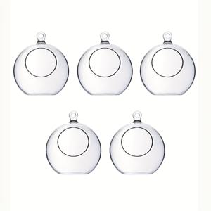 TEMU 5개 투명 행잉 구형 캔들 홀더 - 내구성이 뛰어난 PVC 소재로 제작되었으며, 오픈형 디자인으로 실내/외 웨딩, 파티 및 축제 장식에 적합 - 깨지지 않음, 매우 투명, 전원 공급 불필요.