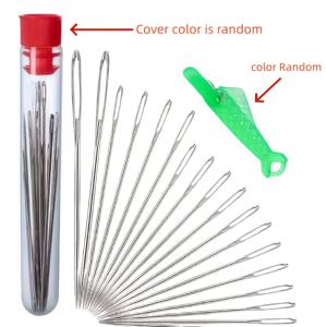 TEMU 18구 손바느질 바늘 + 작은 물고기 실꿰기 장치 | 가정용으로 설계되었으며, 노인용 퀼트 바느질, 스테인리스 스틸 자수 및 가죽 바늘에 적합