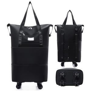 TEMU 대용량 여행용 배낭, 분리 가능한 유니버설 휠 - 내구성이 뛰어난 옥스포드 천, 짧은 여행 및 임신용 3층 보관, 더블 숄더 스트랩, 블랙, 20L/7kg, 여행용 수하물