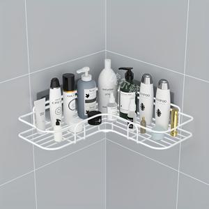 TEMU 벽에 드릴을 뚫지 않고 설치할 수 있는 코너 샤워 선반, 욕실 샴푸 정리용 공간 절약형 정리대, 주방 수납 랙.