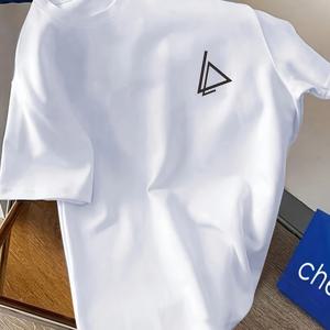 TEMU MBDMBD 남녀공용 패션 티셔츠, 크루 넥, 부드러운 폴리에스터 니트 원단, 약간의 스트레치, 심박수 프린트가 있는 캐주얼 여름 티셔츠, 정상 핏, 95% 폴리에스터 5% 엘라스탄, 180gsm - 해군 파란색