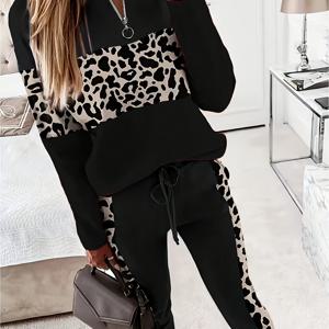 TEMU 2025년 신상 여성 라운드넥 프린트 의상, 우아하고 고급스러운 투피스 세트.