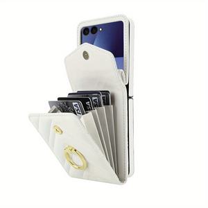 TEMU 갤럭시 Z 플립 5 호환, 접이식 아코디언 케이스 - 갤럭시 Z 플립 4 & Z 플립 3용 스타일리쉬 링 가죽 커버