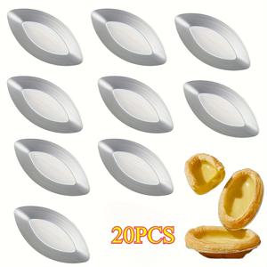 TEMU 알루미늄 보트 모양 베이킹 몰드 20개 세트 - 비스틱 및 쉽게 분리 가능한, 타원형 쿠키, 컵케이크, 타워 쉘 몰드, 정밀한 베이킹을 위한 매끄러운 표면 - 내구성 있고 쉽게 청소할 수 있는 필수 베이킹 도구