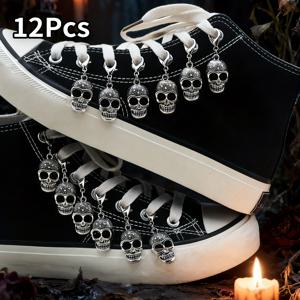 TEMU 12개 스컬 신발 참 장식 (랍스터 클라스프 포함) – 고딕 펑크 스타일 스니커즈, 캐주얼 신발, 부츠용 매달이 액세서리 – 할로윈, 페스티벌, 코스프레, 무대, 파티, 얼터너티브 패션을 위한 다크 스켈레톤 장식