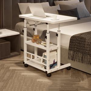 TEMU 조절 가능한 높이 이동식 사이드 테이블, 수납 랙 포함, 소파 침실 침대 옆에 적합 - 화이트/블랙, 60 * 40 cm / 80 * 40 cm