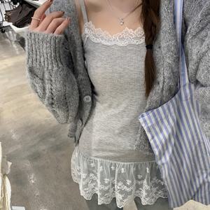 TEMU 슬림핏으로 레이어링 또는 홀로 입기 좋은 여성용 여름 탱크 탑. 스타일리시한 레이스 트림이 특징입니다.|민소매