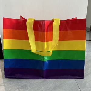 TEMU 1pc 무지개 줄무늬 나일론 토트 백 - 넓고 세련된 다색 폴리에스터 숄더 백, 내구성과 대용량, 일상 사용, 이동, 또는 보관에 이상적, 이동 필수품 백| 토트 백|내구성 있는 핸들 백, 토트 백