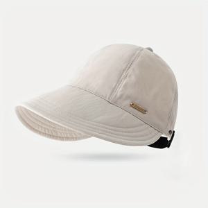 TEMU 여성용 가볍고 조절 가능한 와이드 브림 썬햇 - 접이식, 스타일리시한 얼굴 보호 캡, 통기성 화이트/베이지/브라운/다크 그레이/그린, 내구성 있는 스티칭, 야외, 해변, 여행 및 일상 사용 - 논스트레치 핏 (손세탁 가능)