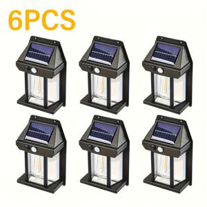 TEMU 6개 세트 상업용 태양광 벽등, 모션센서 야외등, 세 가지 조명 모드, IP44 데크등, 태양광 가로등, 정원 현관 마당 및 상업용 조명에 적합