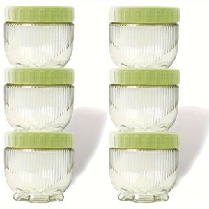 TEMU 귀여운 고양이 발 모양의 여섯 개 유리병, 다용도 유리 밀봉병, 보관병, 견과류병, 스낵 용기, 식품 보관병, 과자병, 오트밀 컵, 밀폐 보관병, 방습 유리 포장병, 주방 용품.