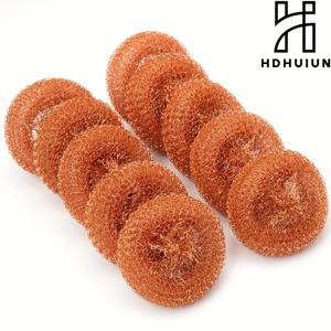TEMU 구리 코팅 스크럽 패드 10개 세트 - 식기, 조리 기구 및 오븐 청소를 위한 훌륭한 선택. 고집스러운 주방 얼룩을 효과적으로 제거합니다.