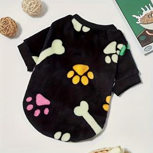 TEMU 귀여운 강아지 스웨터 겨울용 따뜻한 강아지 옷, 발바닥 프린트 & 뼈 패턴 - 작은 중형 강아지용 포근한 후드 풀오버 재킷 (치와와, 포메라니안, 시츄) - 가을 & 겨울용 부드러운 애완동물 의상|강아지옷