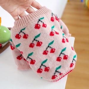 TEMU 소형견 겨울 따뜻한 스웨터 자켓 - 벚꽃 & 강아지 패턴 (핏) - 스트레치 풀오버 코트 (포메라니안, 치와와, 푸들, 시츄용) - 포근한 소형견 스웨터