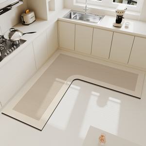 TEMU 1개 특대형 L자형 미끄럼 방지 욕실 & 주방 바닥 매트 - 초흡수성 빠른 건조 욕실 매트, 둥근 모서리, 튼튼한 폴리에스터 뒷면, 욕실, 주방, 세탁실 - 간편한 청소 & 유지 관리, 욕실 매트, 주방 바닥