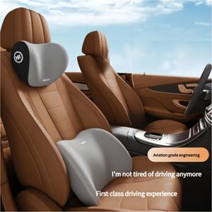 TEMU 1세트, 자동차 시트 요추 쿠션 및 목베개 키트, 자동차 목과 등 지원 액세서리, 자동차 시트 요추 쿠션 및 목베개 키트, 자동차 메모리 폼 목 및 요추 베개 - 편안한 지원 헤드레스트 및 등받이 쿠션 - 운전자와 승객에게 이상적