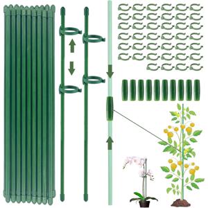 TEMU 식물 지지대, 덩굴 식물 보조, 식물 지지대 20개, 카라비너 40개, 연장 튜브 10개 포함, 토마토 덩굴 식물 보조, 실내 식물 덩굴 식물 보조, 지상식물 지지대, 식물 지지대 (110개)