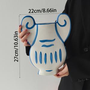 TEMU 1개 모던 그리스 이온기 기둥 꽃병 - 손으로 그린 레진 장식 꽃병, 우아한 플로럴 디자인, 내구성이 뛰어나고 스타일리시하여 집, 사무실 또는 선물용 - 현대적인 홈 데코, 꽃병 장식, 사무실 장식, 세련된 스타일, 도자기화병, 도자기, 오브제화병, 미니화병, 도자기 화병, 인테리어소품