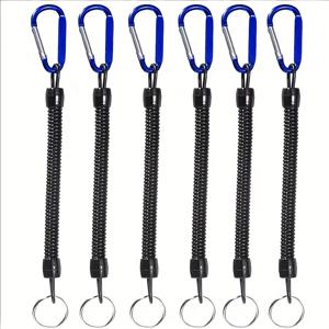 TEMU 6개입 고강도 자동 감김 낚싯줄, 분실 방지 손잡이 & 텔레스코픽 스프링 - 카라비너 부착형 고강도 낚싯줄, 낚시 장비, 낚시 용품, 낚시 도구