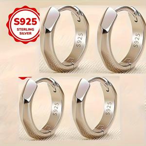 TEMU 여성용 패션 후프 귀걸이 2쌍 스털링 실버 후프 귀걸이 남녀공용 데일리 캐주얼