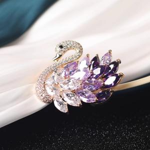 TEMU 동물 모양의 보라색 백조 고정 의류 액세서리, 일상 및 축제용 선물로 호화롭고 스타일리시한