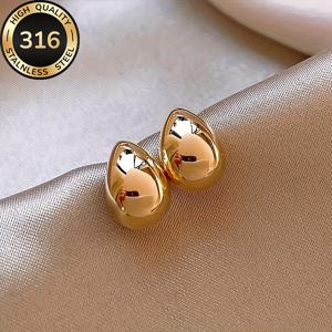 TEMU AIVEO 여성용 저자극성 스테인리스 스틸 KC 골든 스터드 귀걸이 - 안티페이드 민감한 라이트 베이지, 우아한 일상 & 파티 주얼리 선물, 사계절 착용 (유럽 스타일)|귀걸이