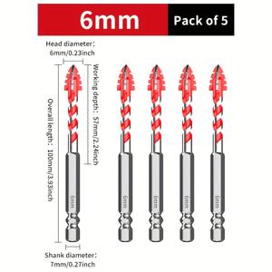 TEMU 세라믹 타일, 유리, 대리석, 콘크리트, 스테인리스강 및 돌을 위한 건식 드릴링용 4날 톱니형 이심축 드릴 비트 (5/6/8/10/12mm)