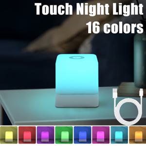 TEMU 16색 USB 충전형 LED 사각 야간 조명, 터치 컨트롤 데스크 램프 - 침실, 거실, 사무실, 침대 옆등 장식용, 완벽한 생일 및 크리스마스 선물
