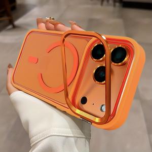 TEMU 아이폰 17 16 15 14 13 12 11 Pro Air Max Plus용 고급 마그네틱 무선 충전 메탈 렌즈 브래킷 투명 케이스 (독립 렌즈 보호 아크릴 백보드 충격 방지 아머 클리어 커버)