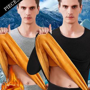 TEMU 2개 남성용 기모 긴팔 상의 - 헤비웨이트 겨울 런닝 & 헬스 운동 셔츠, 슬림핏 운동복 트레이닝 탑, 스탠드 칼라, 두꺼운 따뜻한 베이스 레이어, 추운 날씨 운동용 (손세탁 가능) - 러닝, 헬스에 적합|헬스복