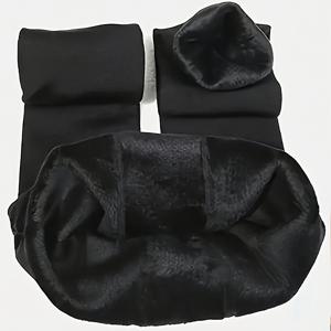 TEMU 여성용 기모 레깅스 한 쌍 - 두꺼운 기모 안감과 강화된 다리 따뜻함이 특징이며, 겨울에 이상적인 초강력 베이스 레이어 팬츠입니다. 솔리드 블랙으로 세련되게 디자인되어 다리 전체를 덮어주며 레이어링에 적합하며, 팬츠로 착용하기에 완벽합니다.