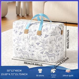 TEMU 대용량 수납 가방 1개, 접이식 운반 가방, 기숙사 대형 의류 보관 상자, 견고한 기숙사 수납 가방, 지퍼가 있는 강력한 손잡이, 차량 수납, 옷장, 기숙사, 베개, 침구, 옷, 담요에 적합