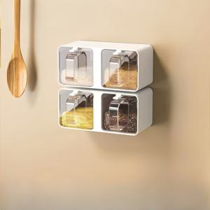 TEMU 벽걸이형 풀아웃 향신료 보관함, 보이는 향신료 정리함, 간편한 설치, 다기능 주방 조미료 분류함