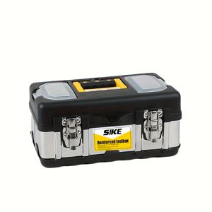 TEMU 1개 다기능 하드웨어 가정용 스테인리스 스틸 산업용 플라스틱 상자, 휴대용 이중 레이어 보관 상자, 하드웨어, 전기 장식 및 자동차 수리 도구 보관에 적합, 두꺼운, 충격 방지, 방수