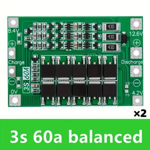 TEMU 2개 3S/4S 40A 60A 리튬 이온 보호 보드, 18650 BMS 11.1V 12.6V/14.8V 16.8V에 적합한 PCB BMS 보호 회로 (밸런싱 포함)
