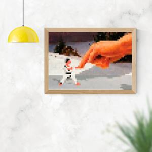 TEMU 블록 기반 게임에 영감을 받은 캔버스 벽화 - 현대적인 프레임리스 포스터, 클래식 앨범 커버 디자인, 침실, 거실, 게임룸 및 체육관 장식용 고화질 색상