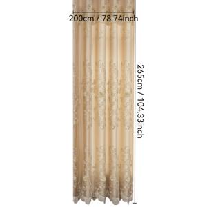 TEMU 1개 밀크티 컬러 이중 레이어 암막 커튼, 정교한 꽃 레이스 장식 | 거실, 침실, 서재, 홈 오피스에 적합, 간편한 설치, 자수, 폴리에스터, 방수, 로드 포켓