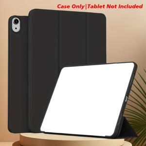 TEMU 뉴 아이패드(A16) 11세대 11인치 케이스, 아이패드 10세대 2022년형 10.9인치 쉘, 삼단 스탠드 지능형 보호 커버 소프트 TPU 백쉘, 자동 깨우기/잠금 기능 (블랙)