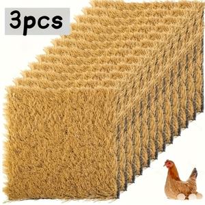 TEMU 3개입 닭 알집 매트, 크기 11.81X11.81인치, 세탁 및 재사용 가능한 인조 잔디 소재, 닭장용 내구성 있는 사료 매트리스 디자인, 소형 동물에게 편안한 표면 제공, 가금류에 안전하고 무독성 A