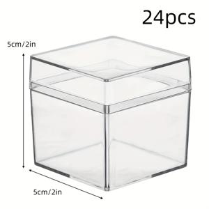 TEMU 24개 투명한 아크릴 사각형 큐브 선물용기 (뚜껑 포함) - 파티 페이버, 휴일 선물, 사탕 보관에 완벽한 - 이동식으로 쉽게 확인 가능, 선물박스, 캔디 전시용기 내구성 있는 제작, 크리스마스, 할로윈